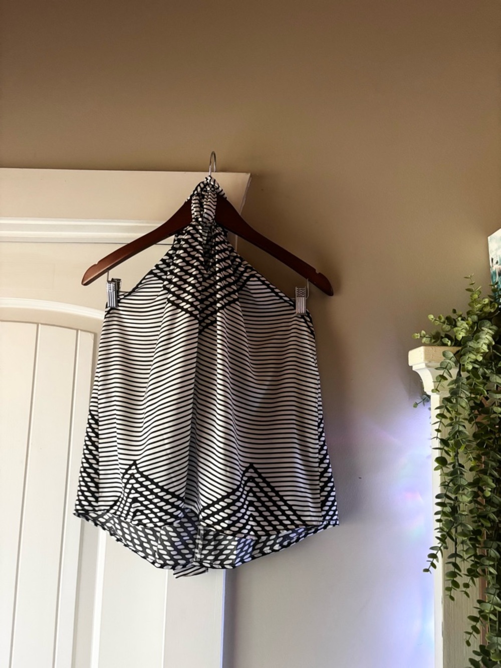 Banana Republic Black and White Striped Halter Top